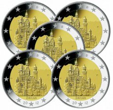 Duitsland 2 Euro 2012 A-D-F-G-J, Beieren, FDC