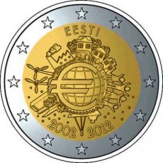 Estland 2 Euro 2012, 10 Jaar Chartale Euro, FDC