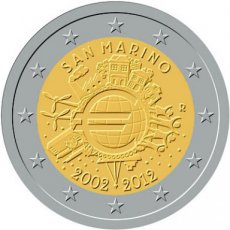 San Marino 2 Euro 2012, 10 Jaar Chartale Euro, FDC