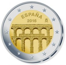 16-SPA-2E Spanje 2 Euro 2016, Oude Stad Segovia En Aquaduct, FDC