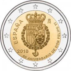 18-SPA-2E.2 Spanje 2 Euro 2018, 50ste Verjaardag Koning Felipe VI, FDC