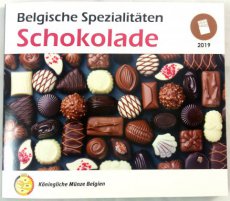 Belgium, Kingdom, Official BU Euro Coin Set 2019 SCHOKOLADE, Special World Money Fair Berlin set (500 ex only !), B.UNC